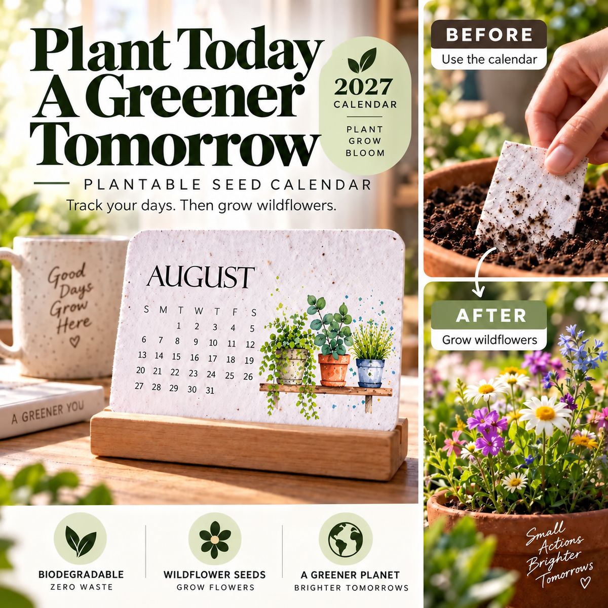 🌱Eco-Friendly Plantable “Timeless” Seed Calendar 2027