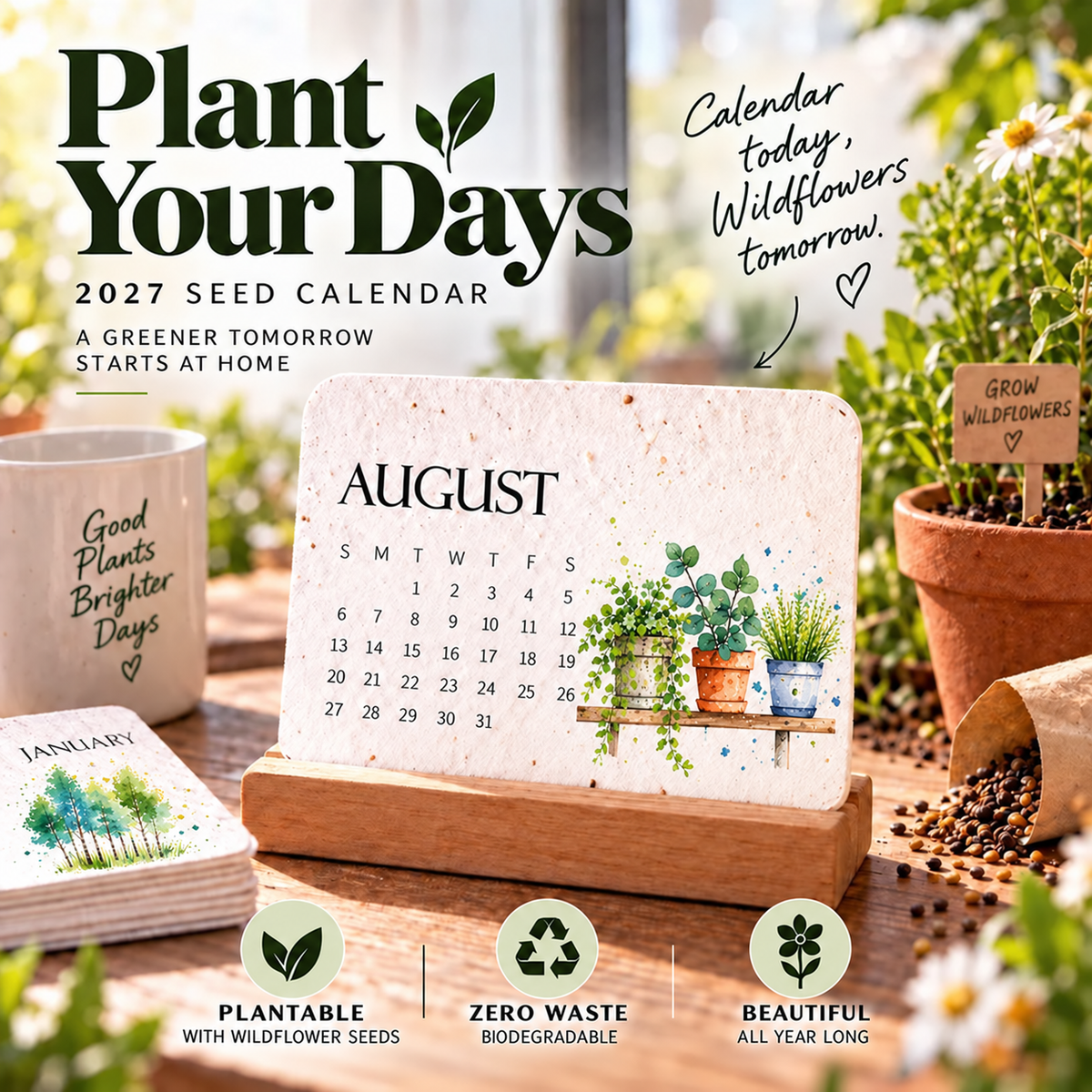 Seed calendar displayed with monthly pages