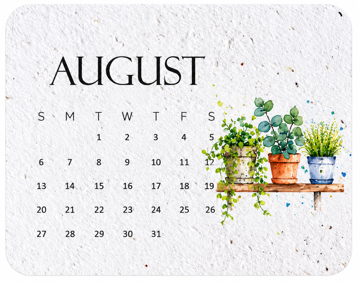 Seed calendar beside flowers
