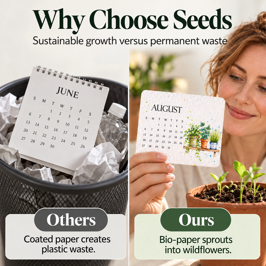 Seed calendar on a desk