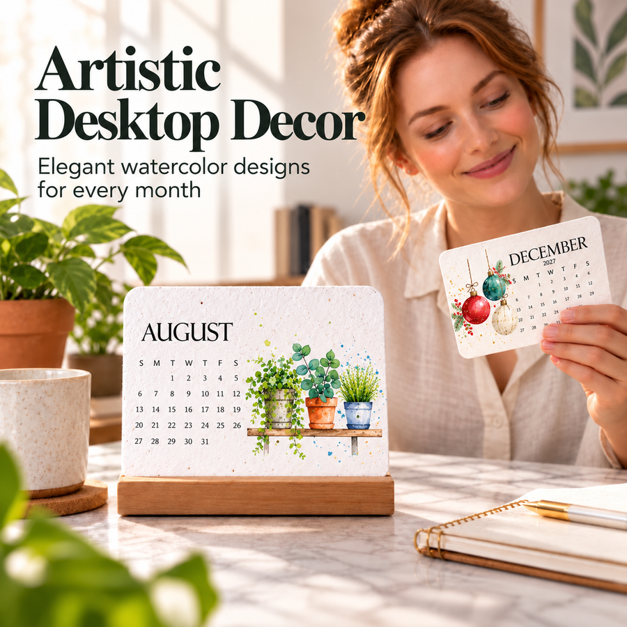 Seed calendar styled on a mantel