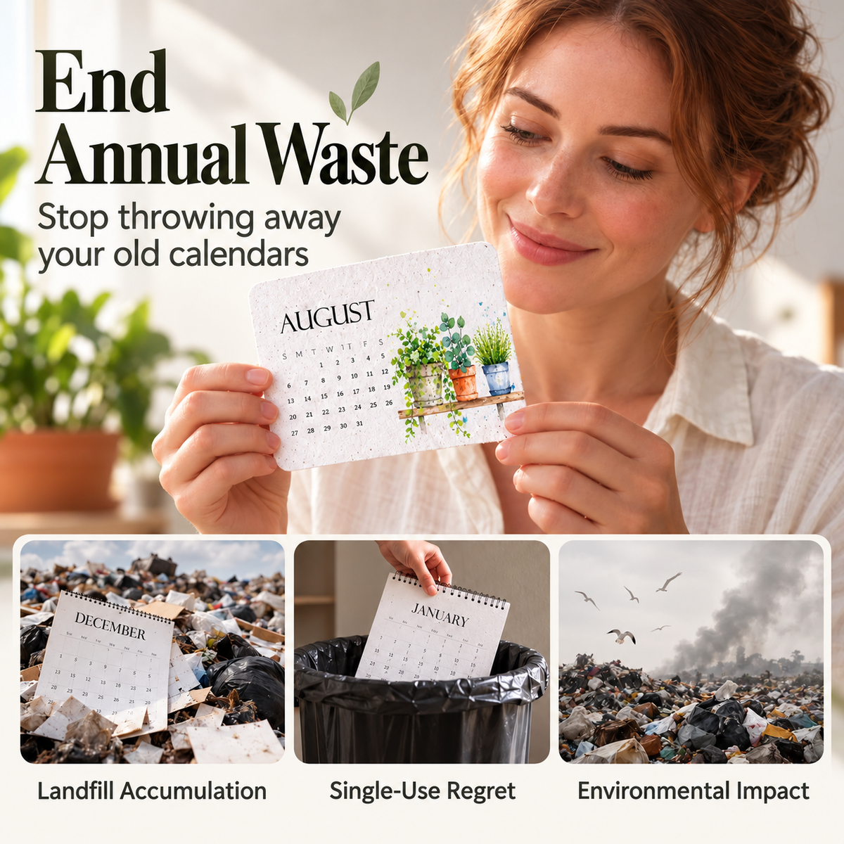Seed calendar growing into a plant